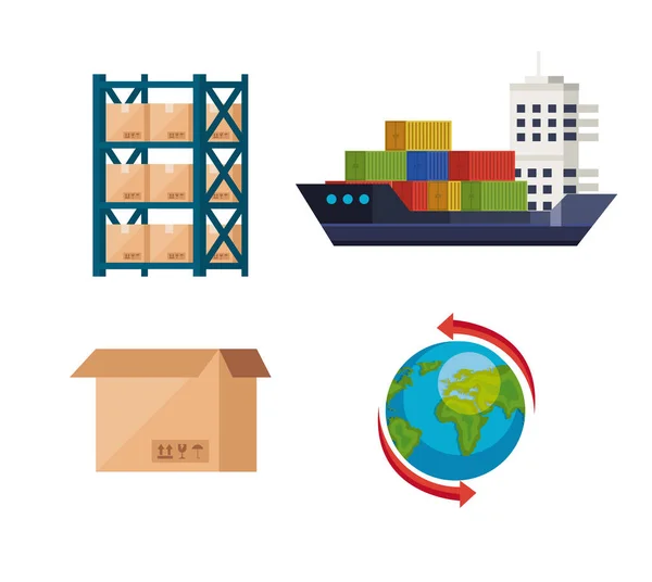 Set of delivery logistic service icons — Stock Vector