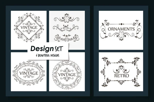 Six designs of vintage ornamental frames — Stock Vector