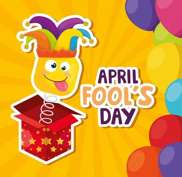 April fools day with surprise box — Stock Vector