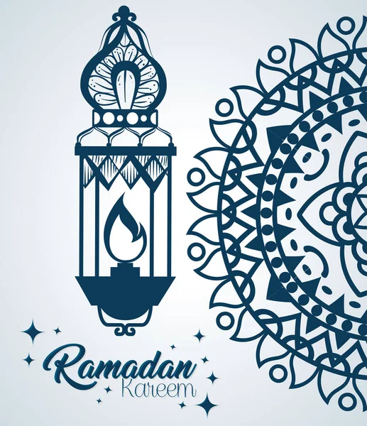 Ramadan kareem poster with lantern hanging — Stock Vector