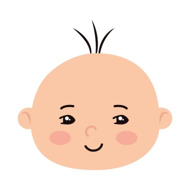 head of cute little baby boy isolated icon
