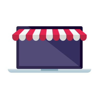 Isolated laptop with tent vector design