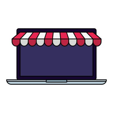 Isolated laptop with tent vector design