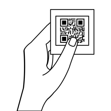 hand holding qr code vector design