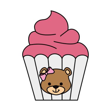 delicious cupcake with face of bear female