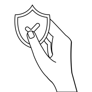 Güvenlik sistemi vektör tasarımı işaretli el ele tutuşan kalkan