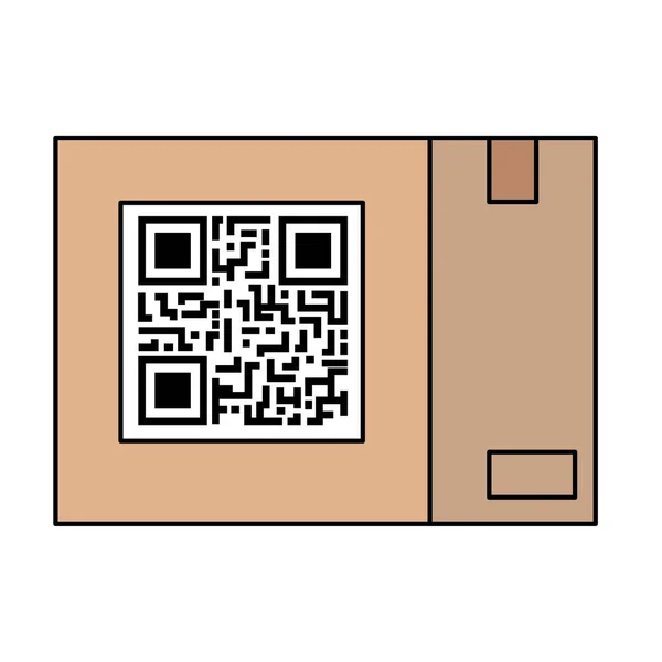 Qr código sobre diseño de vectores de caja — Archivo Imágenes Vectoriales