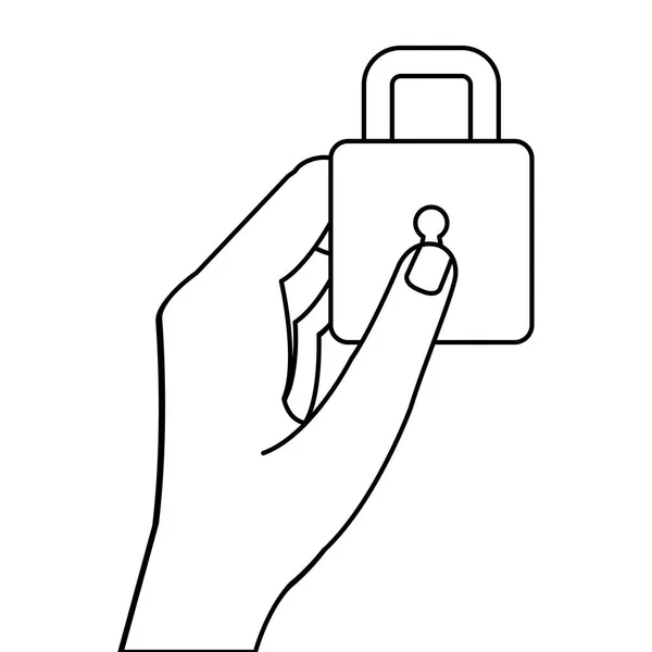 Hand holding adlock of security system vector design — Stockvektor
