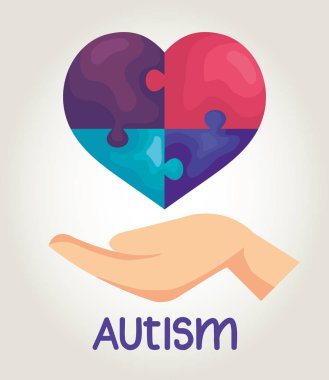 world autism day with hand and heart
