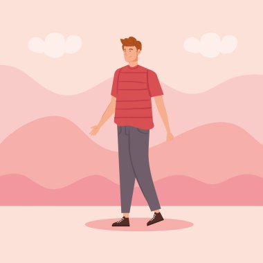 peyzaj avatar karakter genç adam