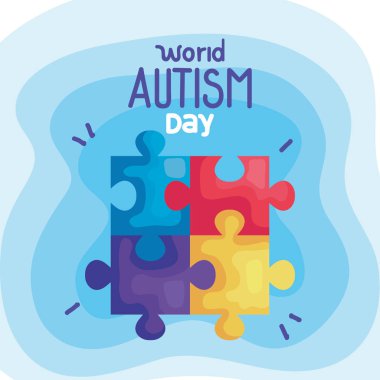 world autism day with puzzle pieces clipart
