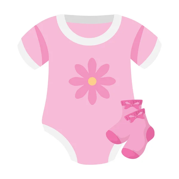 Bonito roupas bebê menina com meias isolado ícone — Vetor de Stock