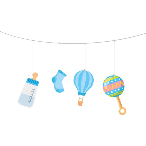 Cute icons of baby hanging — Stok Vektör