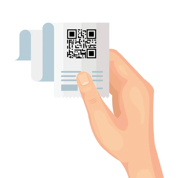 Mano celebración qr código recibo papel vector diseño — Archivo Imágenes Vectoriales