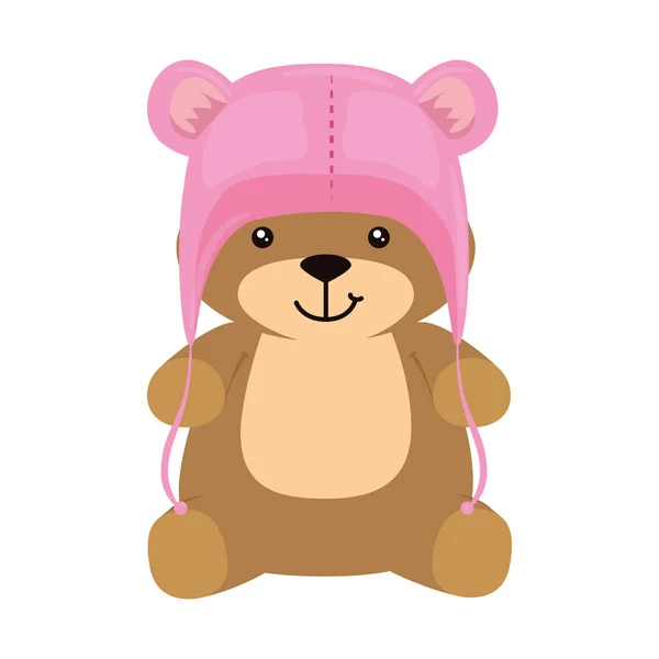 Cute teddy bear with hat isolated icon — 图库矢量图片