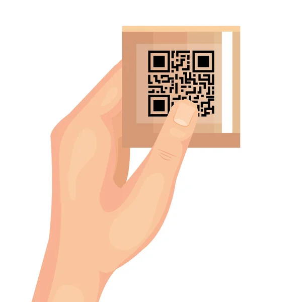 Hand holding qr code vector design — Διανυσματικό Αρχείο