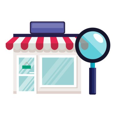 Isolated store or shop with lupe vector design