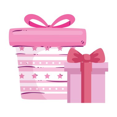 gift boxes present pink isolated icon