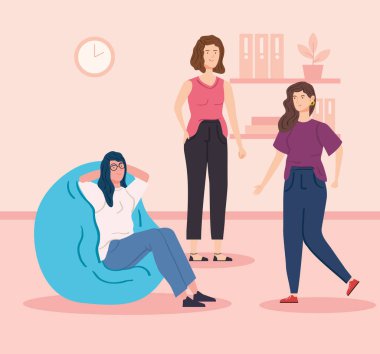 young women inside house scene