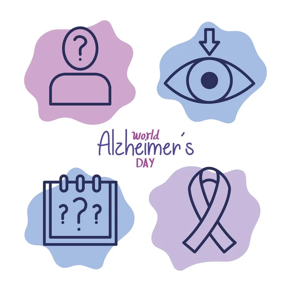Día mundial del alzheimer con la decoración de iconos — Archivo Imágenes Vectoriales