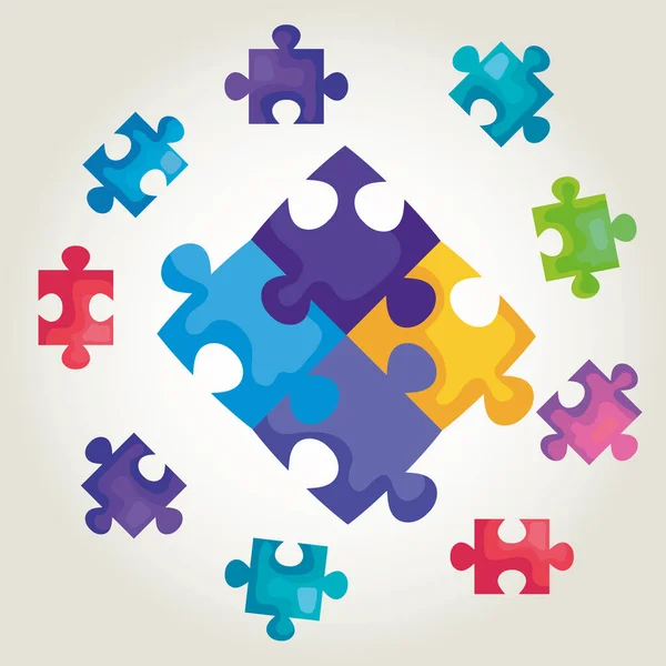Set di pezzi puzzle icone — Vettoriale Stock