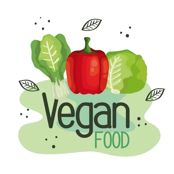 Vegan food poster with bell pepper and vegetables — Wektor stockowy