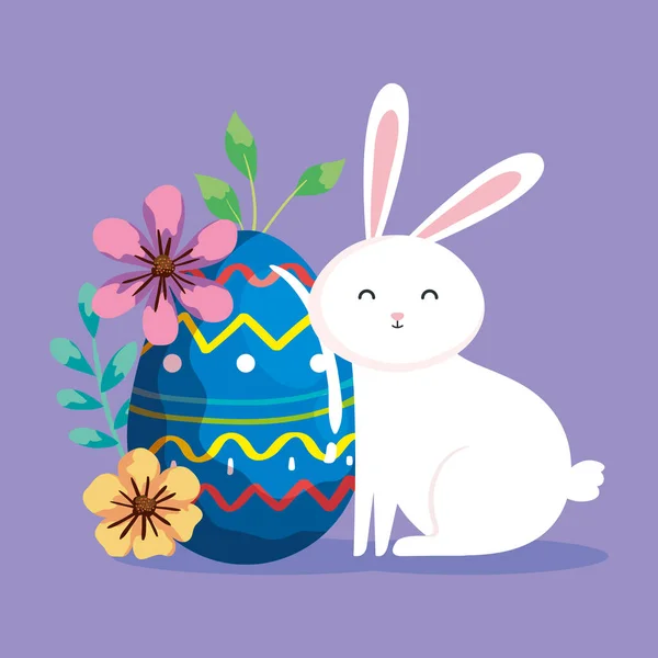 Милый кролик с яйцом Пасха украшен — стоковый вектор