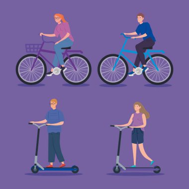 Bisikletli ve motosikletli gençler