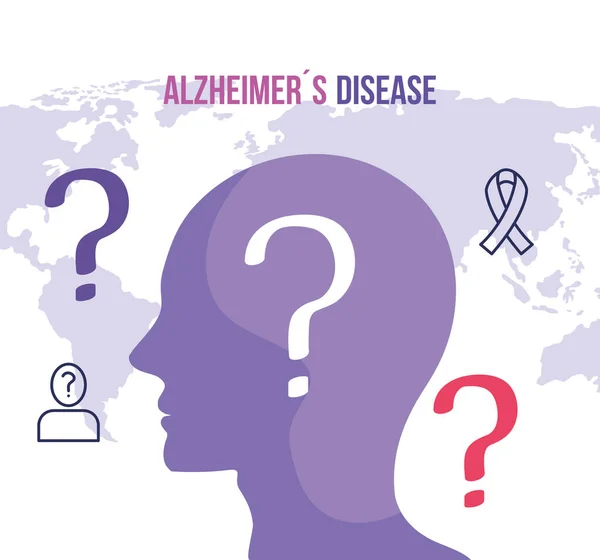 World alzheimer day with head profile — Wektor stockowy