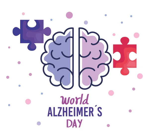 World alzheimer day with brain and puzzle piece — Wektor stockowy
