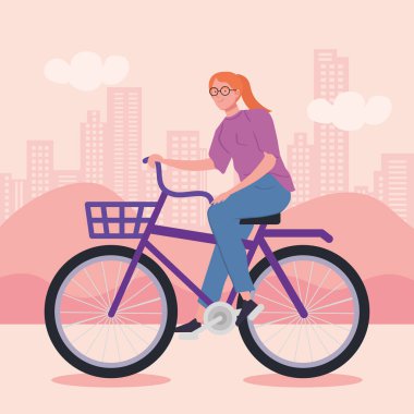 young woman riding bicycle avatar characters