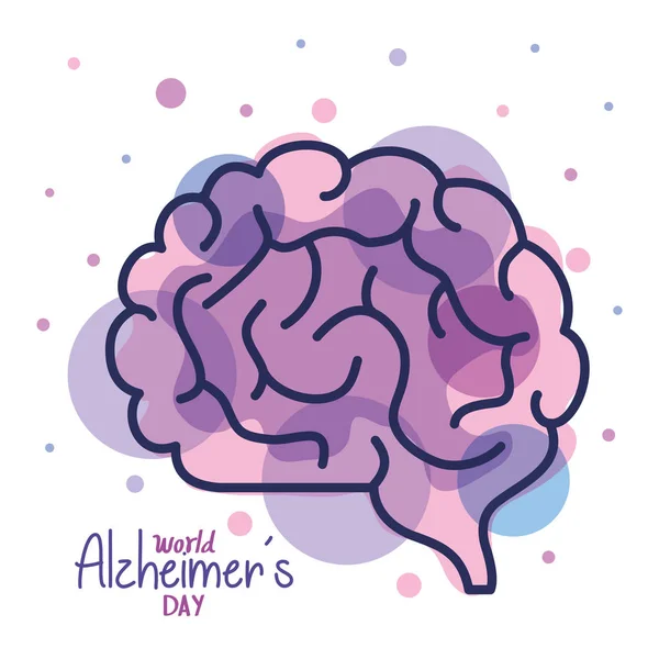 Monde alzheimer jour avec cerveau — Image vectorielle