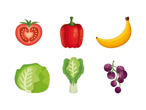 Ensemble de légumes et fruits — Image vectorielle