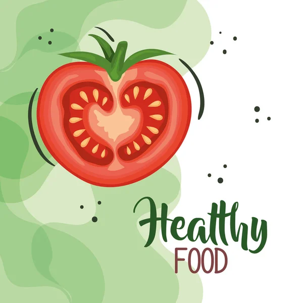 Vegan food poster with tomato — Stock Vector