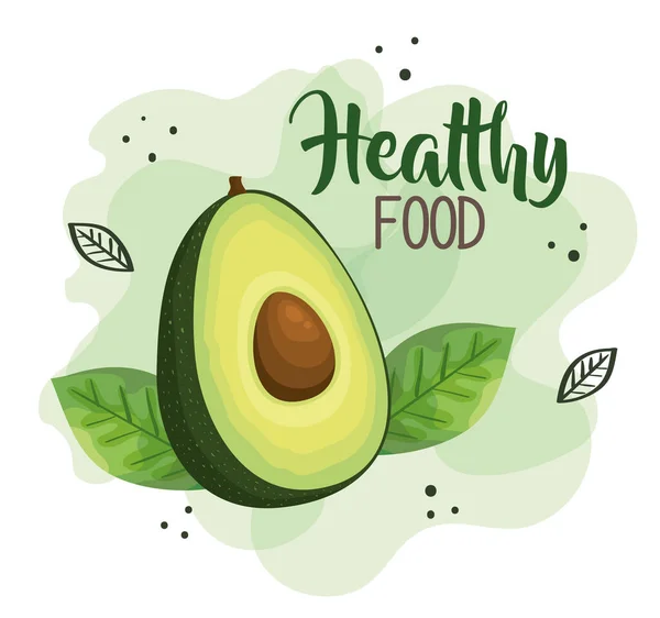 Healthy food poster with avocado — Stock Vector