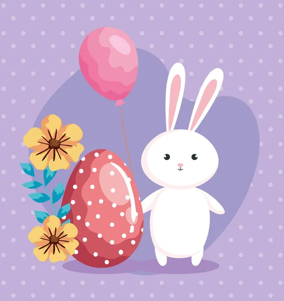 Cute rabbit with egg easter and decoration — Stockvektor