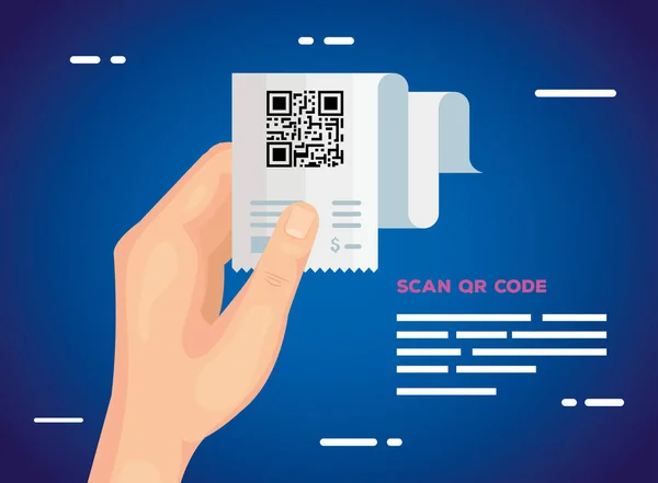 Hand hält QR-Code-Papier und Vorhängeschloss-Vektor-Design — Stockvektor