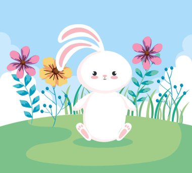 Güzel paskalya tavşanı manzarada