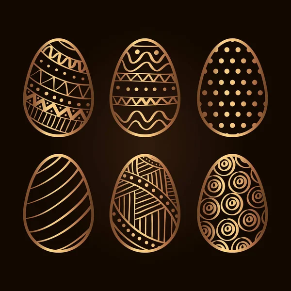 Conjunto de huevos de oro decoración de Pascua — Vector de stock