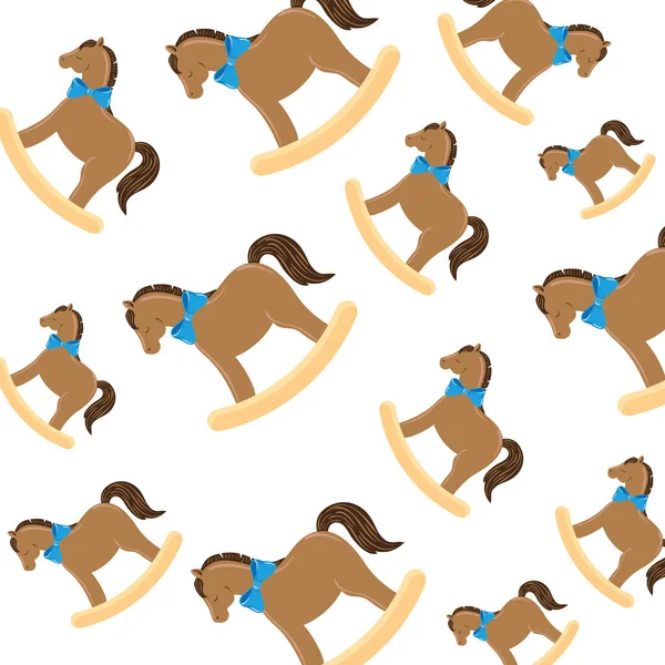 Background of wooden horses toys — Stockvektor