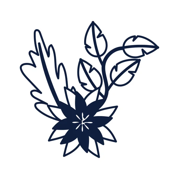 Belle fleur avec décoration de feuilles — Image vectorielle