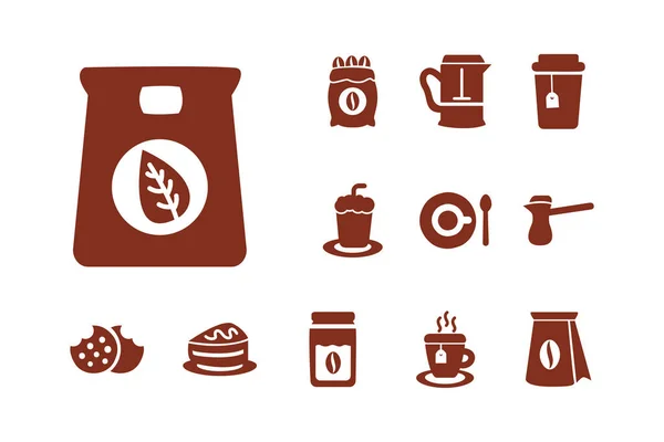 Bundle of coffee and tea silhouette style icon — Stock Vector
