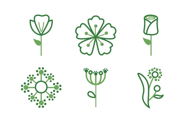 Bundle of flowers half color style icons — Stockvector
