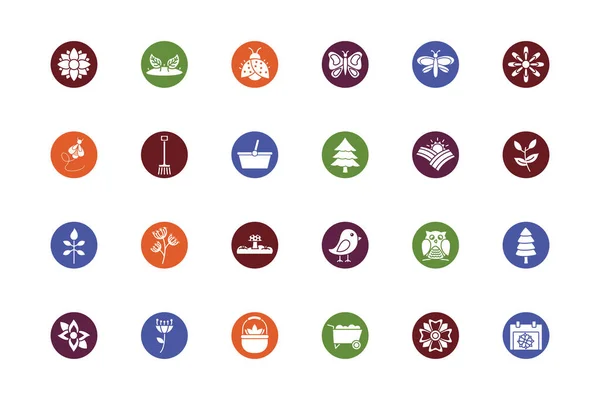 Bundle of spring set block icons — ストックベクタ