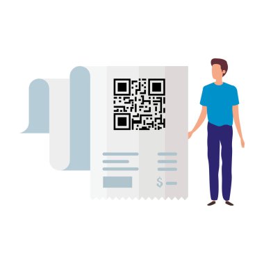 businessman with code qr in voucher paper