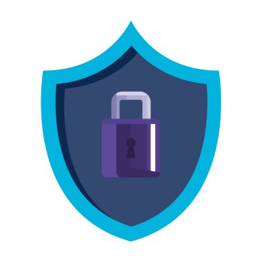 izole asma kilit simgesi ile kalkan