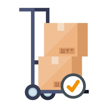 kutular el arabasının üzerinde ve mark vektör tasarımını kontrol et