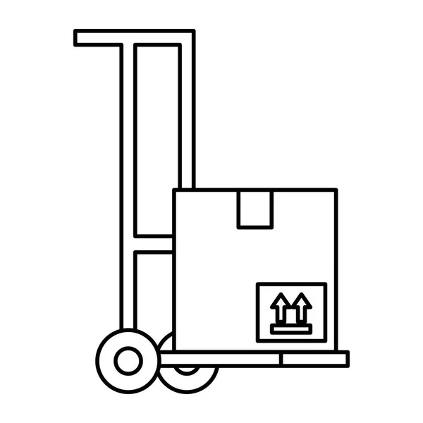 Scatola di consegna isolata sopra il design vettoriale del carrello — Vettoriale Stock