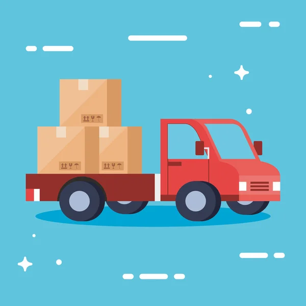 Camion di consegna con scatole di progettazione vettoriale — Vettoriale Stock