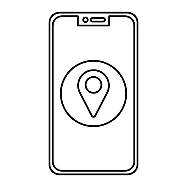 Marca de GPS aislada dentro del diseño de vectores de teléfonos inteligentes — Archivo Imágenes Vectoriales